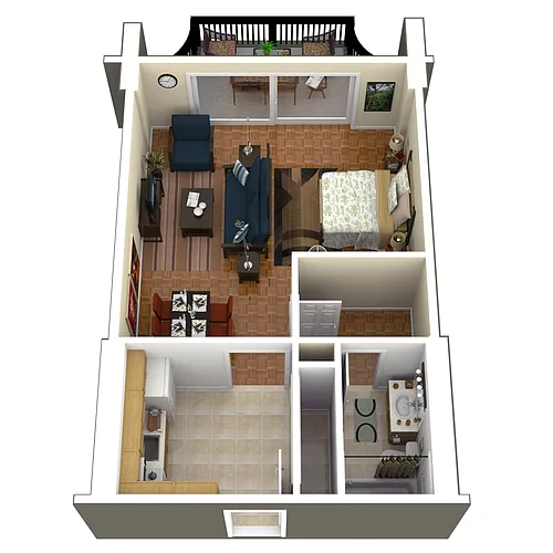 Floor plan Studio 1 Bath