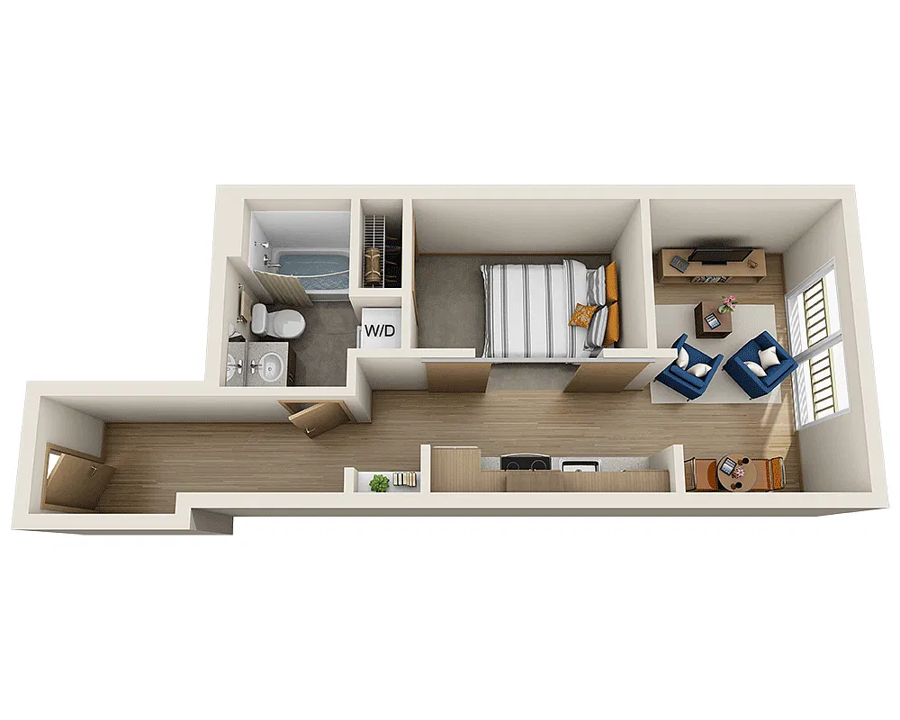Floor plan One Bedroom A1A