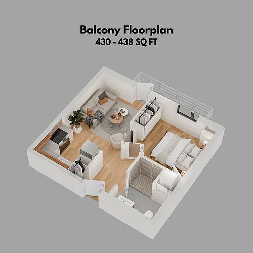 Floor plan 1-Bedroom with Balcony