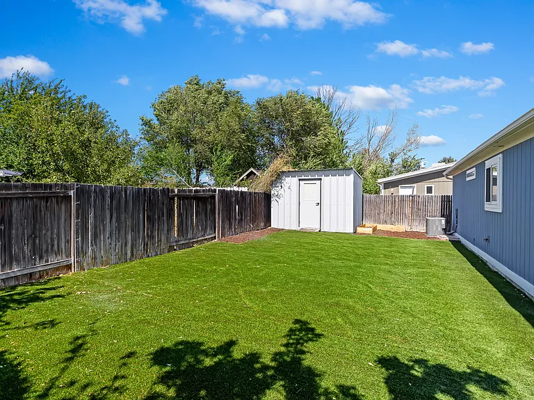 back yard + spacious storage shed
