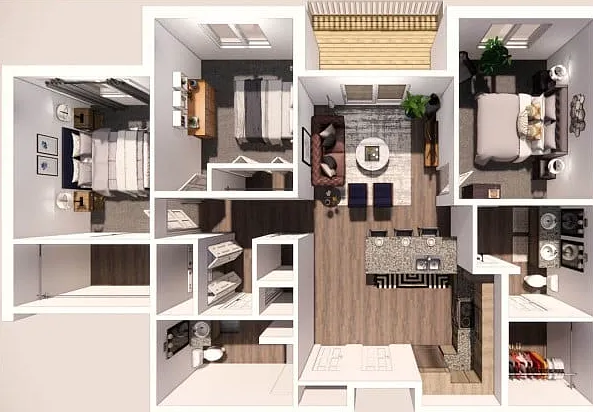 3 Bedroom A 3D Floor Plan 3 Bedroom A 3D Floor Plan