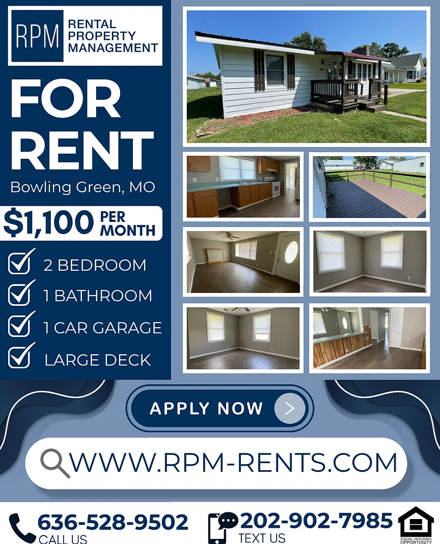 2 Bed 1 Bath for rent in Bowling Green, MO — Photo 1