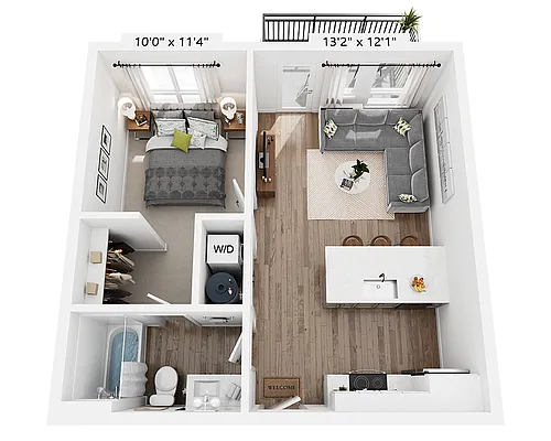 Floor plan One Bedroom - A1A