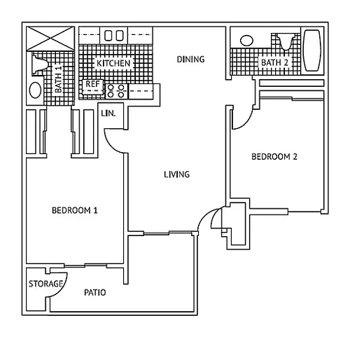Floor plan Two Bedroom -Not Available