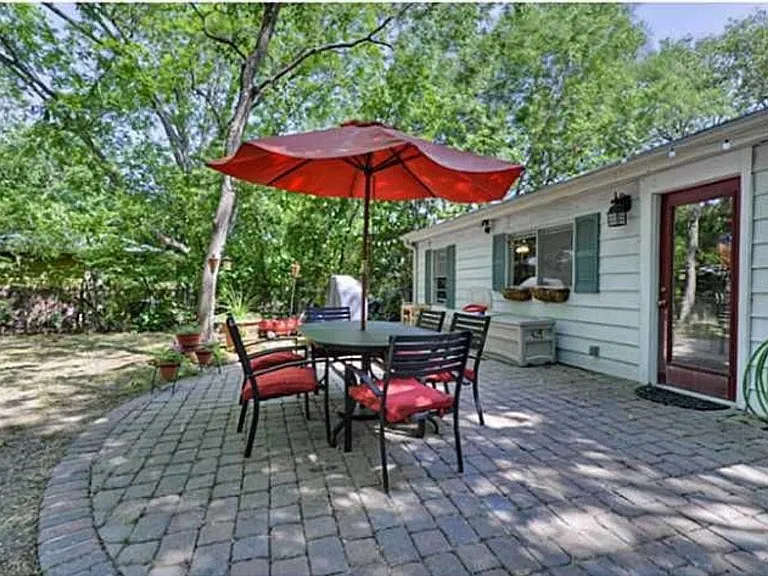 shaded back yard patio