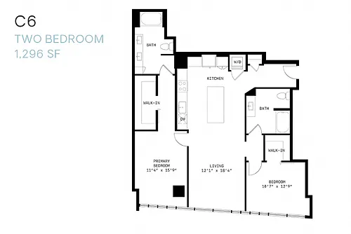 Floor plan Two Bedroom C6