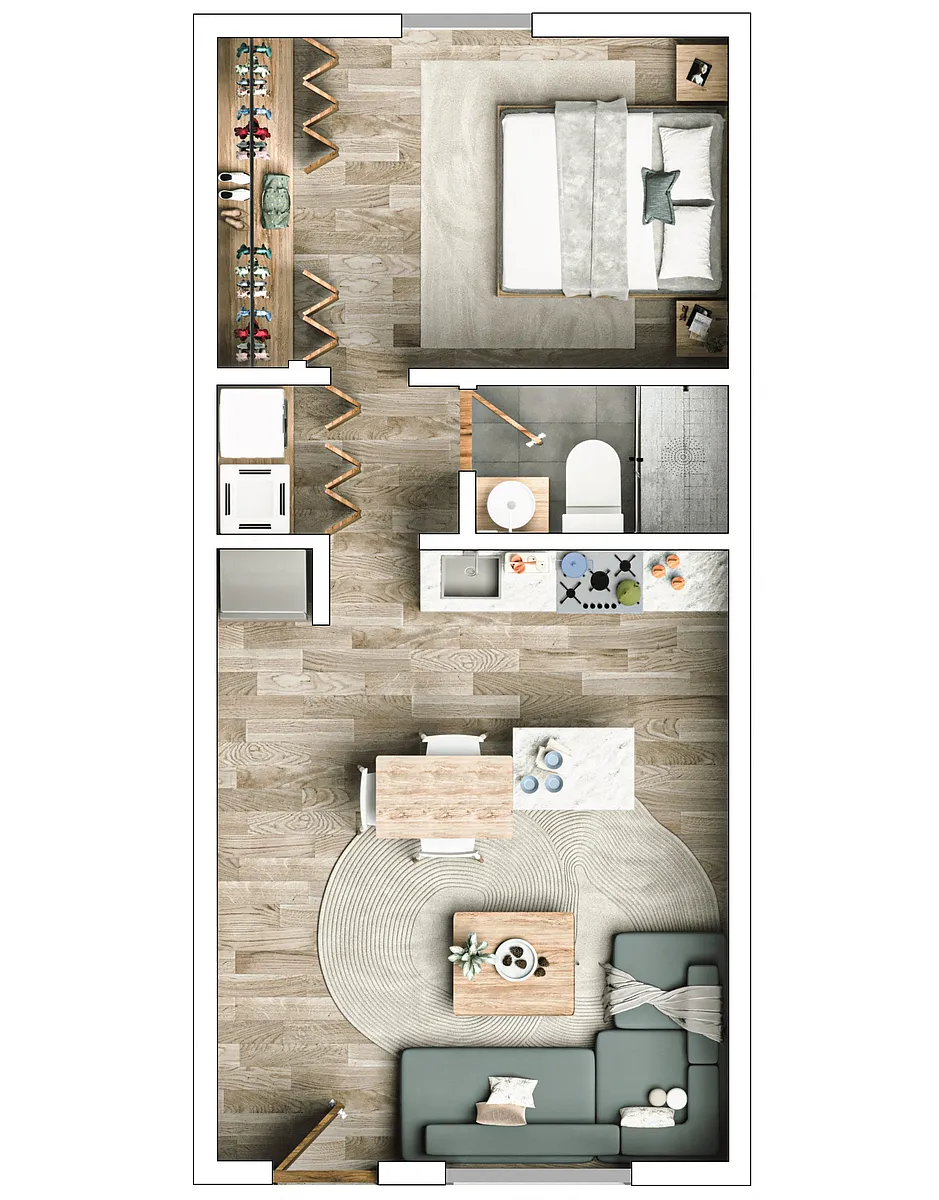 Floor plan 1 Bedroom, 1 Bathroom