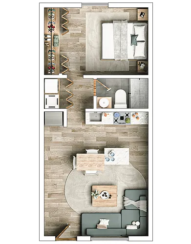 Floor plan 1 Bedroom, 1 Bathroom
