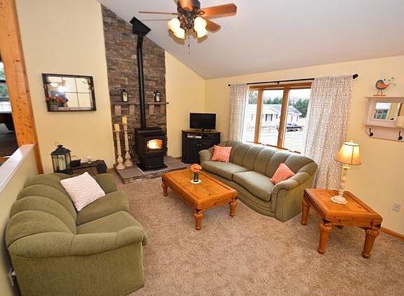 living room w/new pellat stove