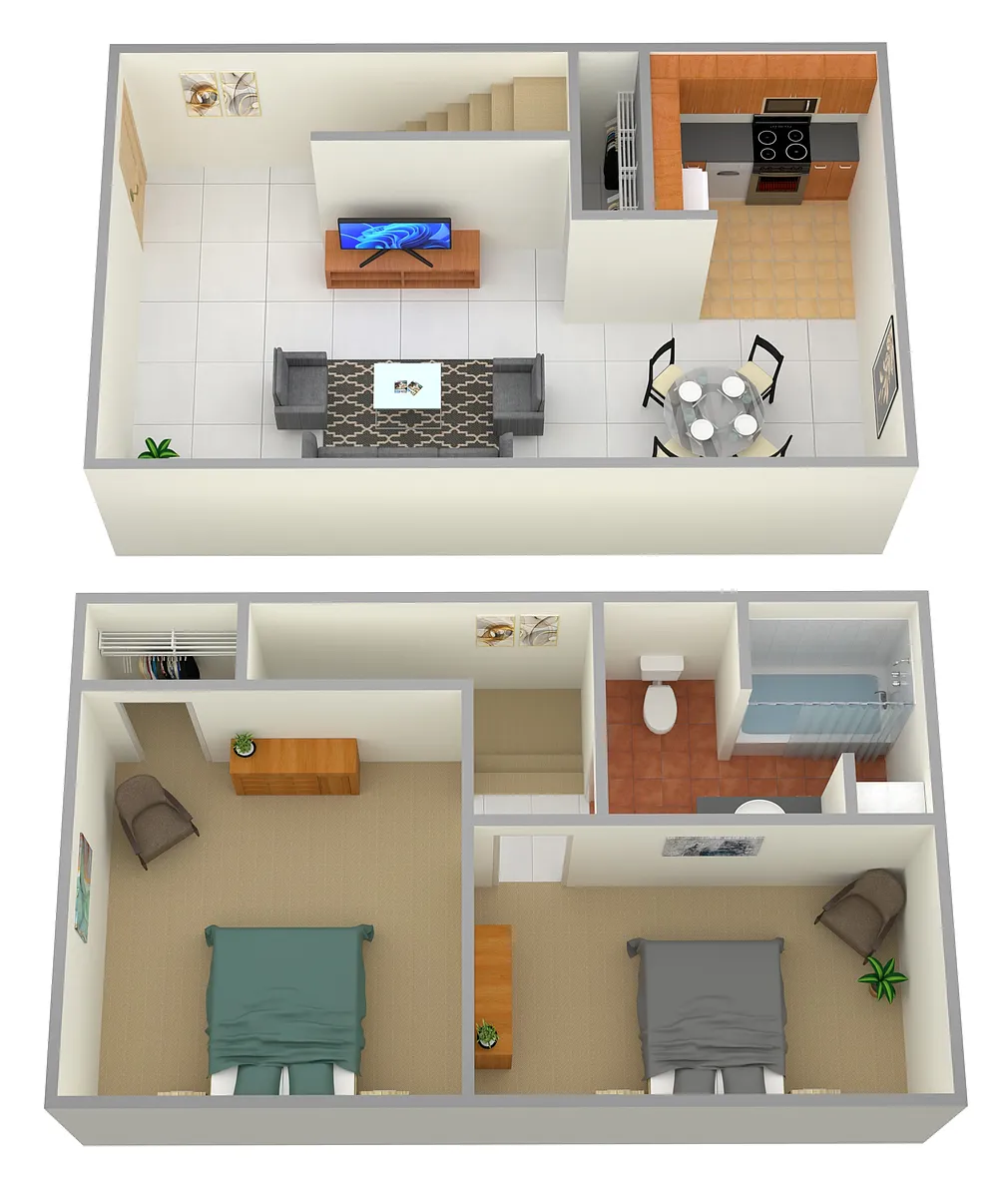 Floor plan 2 bedroom 1 bath