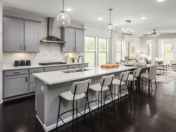 Open Floor Plan Showcasing the Kitchen, Gathering Room and Optional Sunroom