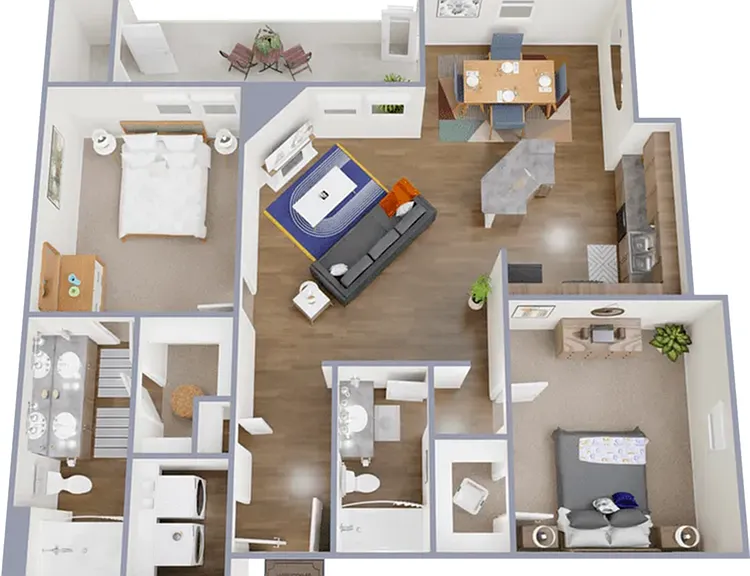 B5 - 1,145 square foot, two bedroom, two bath apartment B5 - 1,145 square foot, two bedroom, two bath apartment