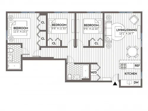 Floor plan Maxwell (1102 SF)