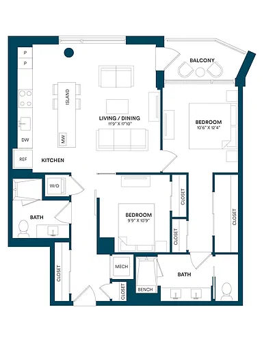 Floor plan 2 Bed/2 Bath JR-C TYP 08
