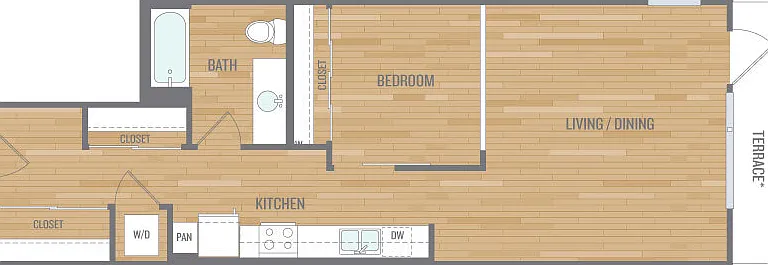 1BdAlcoveB floor plan Forge West Seattle