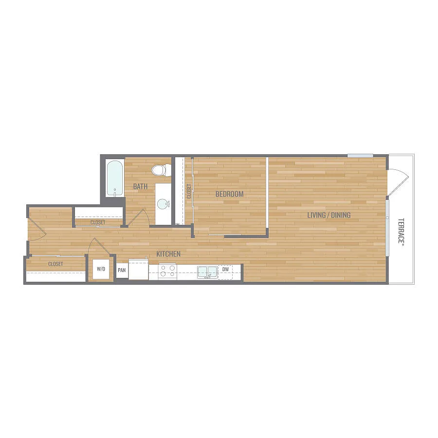 Floor plan 1BdAlcoveB