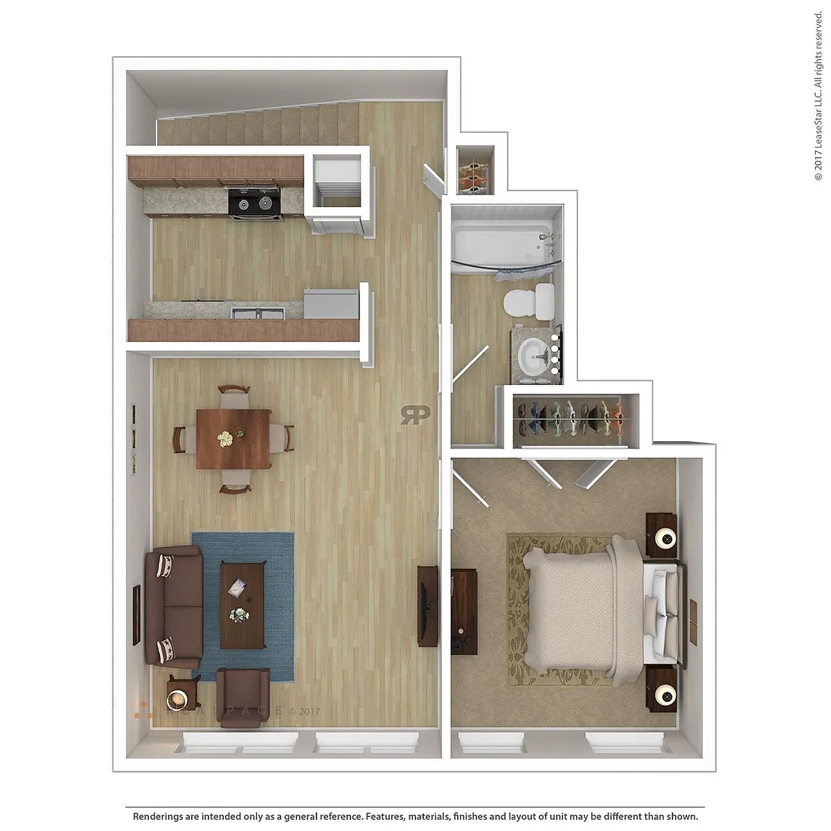 Floor plan 1 Bedroom, 1 Bath