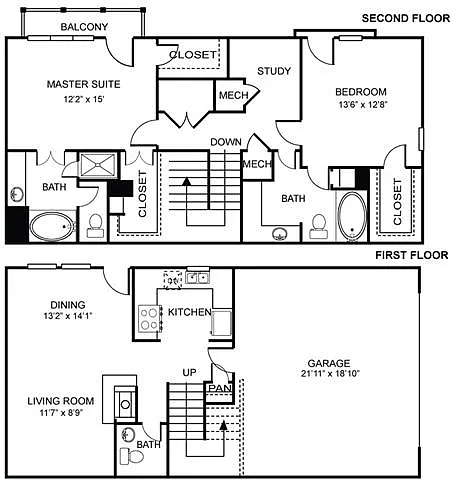 Floor plan 2x2.5 B1 Renovated