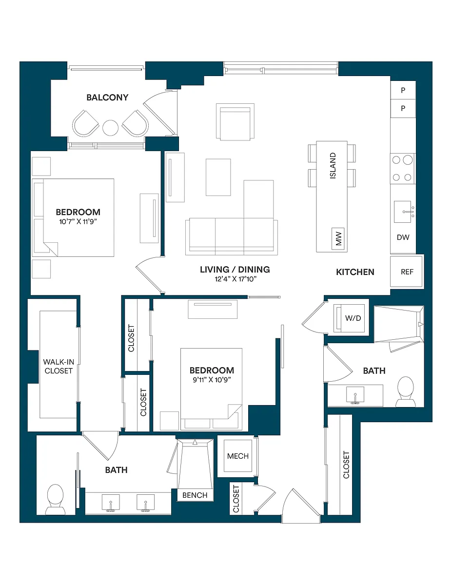 Floor plan 2 Bed/2 Bath JR-C TYP 09