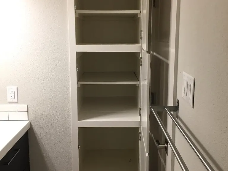 Lots of bathroom storage (addt'l storage under vanity)