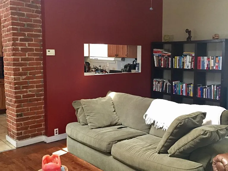 Pass through window between kitchen and living room.