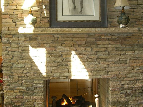 Stone fireplace
