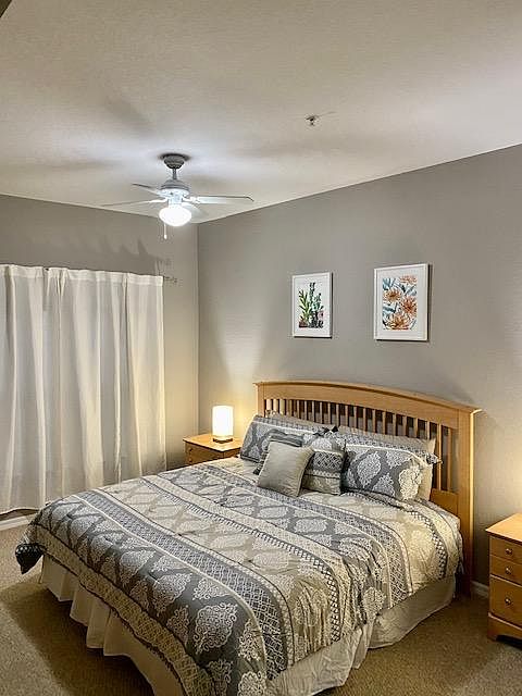 Master bedroom with King size bed and private bathroom.