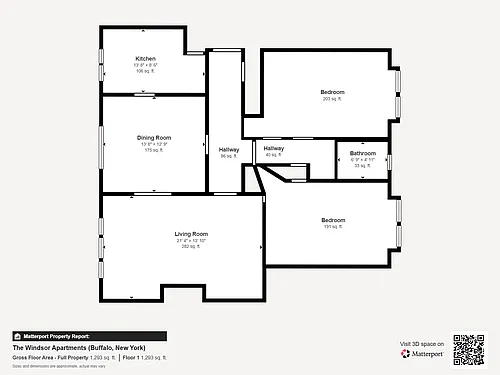 Floor plan 2 Bedroom 1 Bathroom