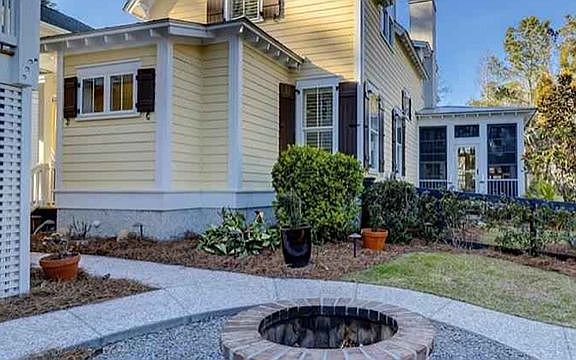 back yard with fire pit