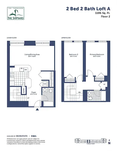 Floor plan 2 Bed 2 Bath Loft A