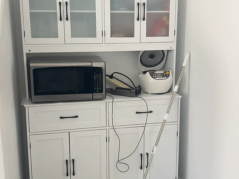 Shared cabinet _ your spaces are on the left..