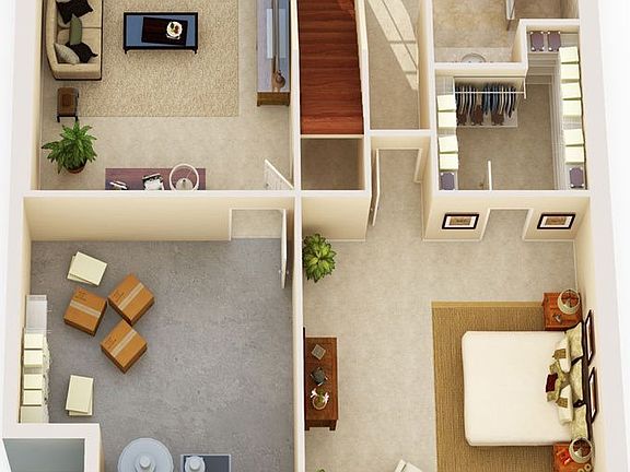 Cypress 3D Floor Plan {Lower Level} - Furnished