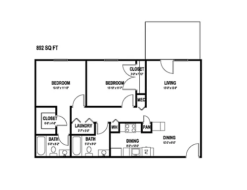 Floor plan 892 SQ FT