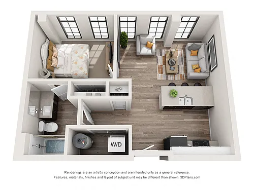 Floor plan 1 Bedroom 1E