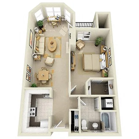 Floor plan Mid 1BR 1BA