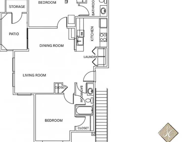 2x2 - 1,025 sq ft l Floor Plan 2x2 - 1,025 sq ft l Floor Plan