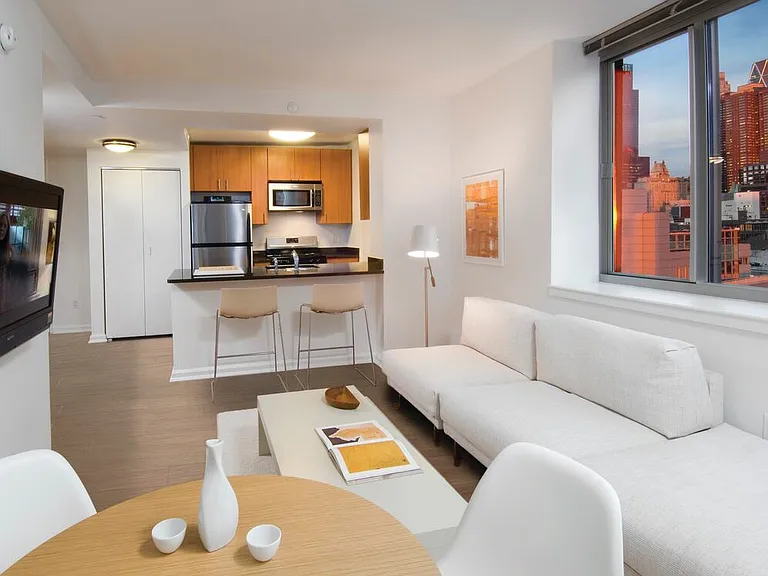 Classic II North kitchen and living room with hard surface flooring