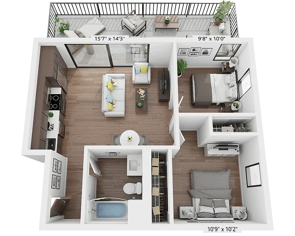 Floor plan Two Bedroom B1C