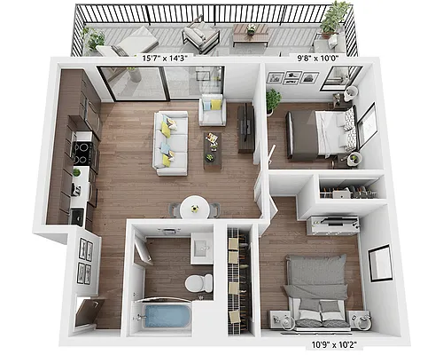 Floor plan Two Bedroom B1C