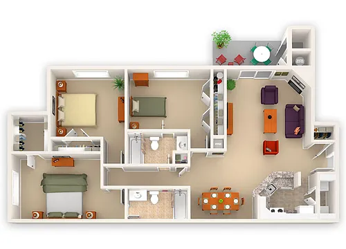 Floor plan Three Bedroom