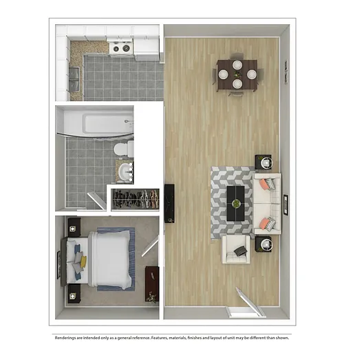 Floor plan One Bed, One Bath B