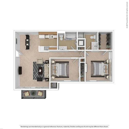 Floor plan 2 Bedroom Traditional with Dining Room