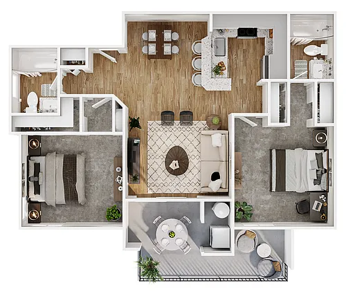 Floor plan 2 Bed, 2 Bath A