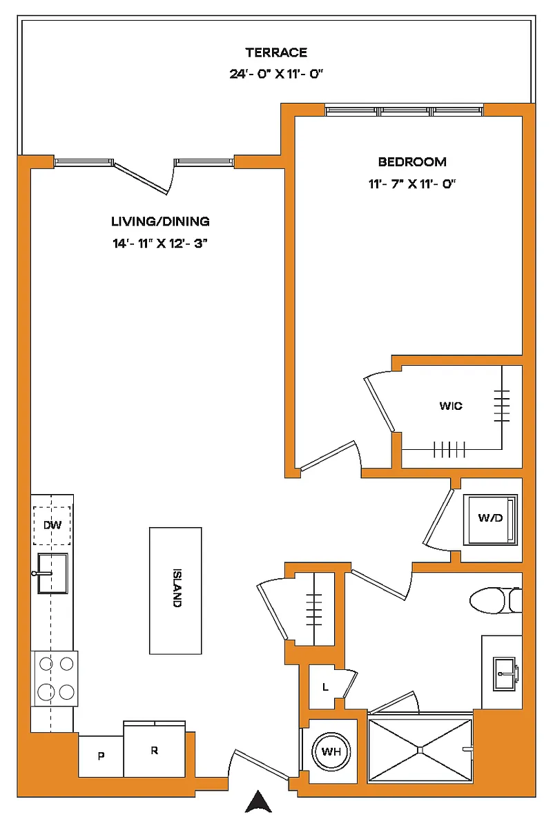 Floor plan 1 Bed/1 Bath-A1-T Mason