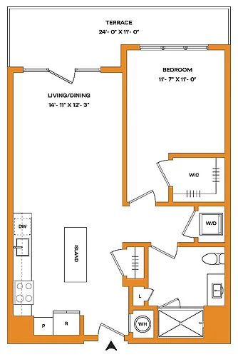 Floor plan 1 Bed/1 Bath-A1-T Mason