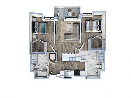 Floor plan 2Bed/2Bath-A1