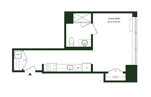Floor plan Residence 08 - North: Studio 1BA