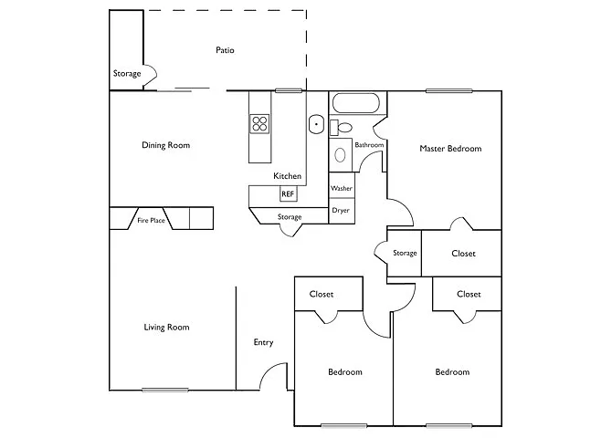 Floor plan 3 Bed 1 Bath