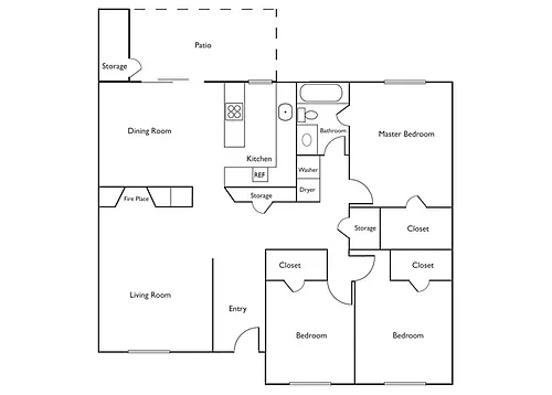 Floor plan 3 Bed 1 Bath