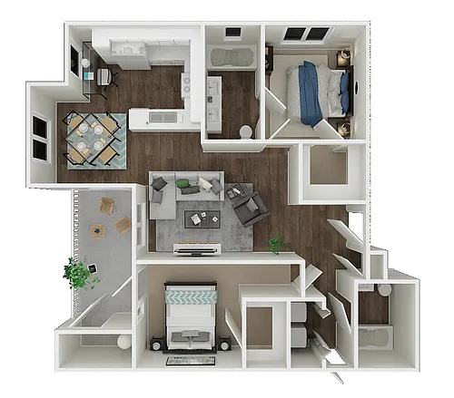 Floor plan 2BD, 2BTH B